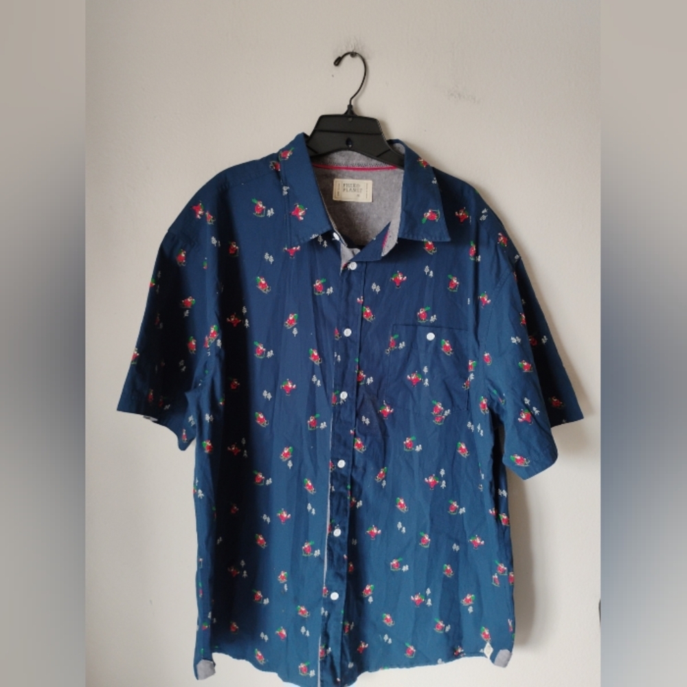 Free Planet X'mass Theme AOP Men's Short Sleeve Shirt 2XL